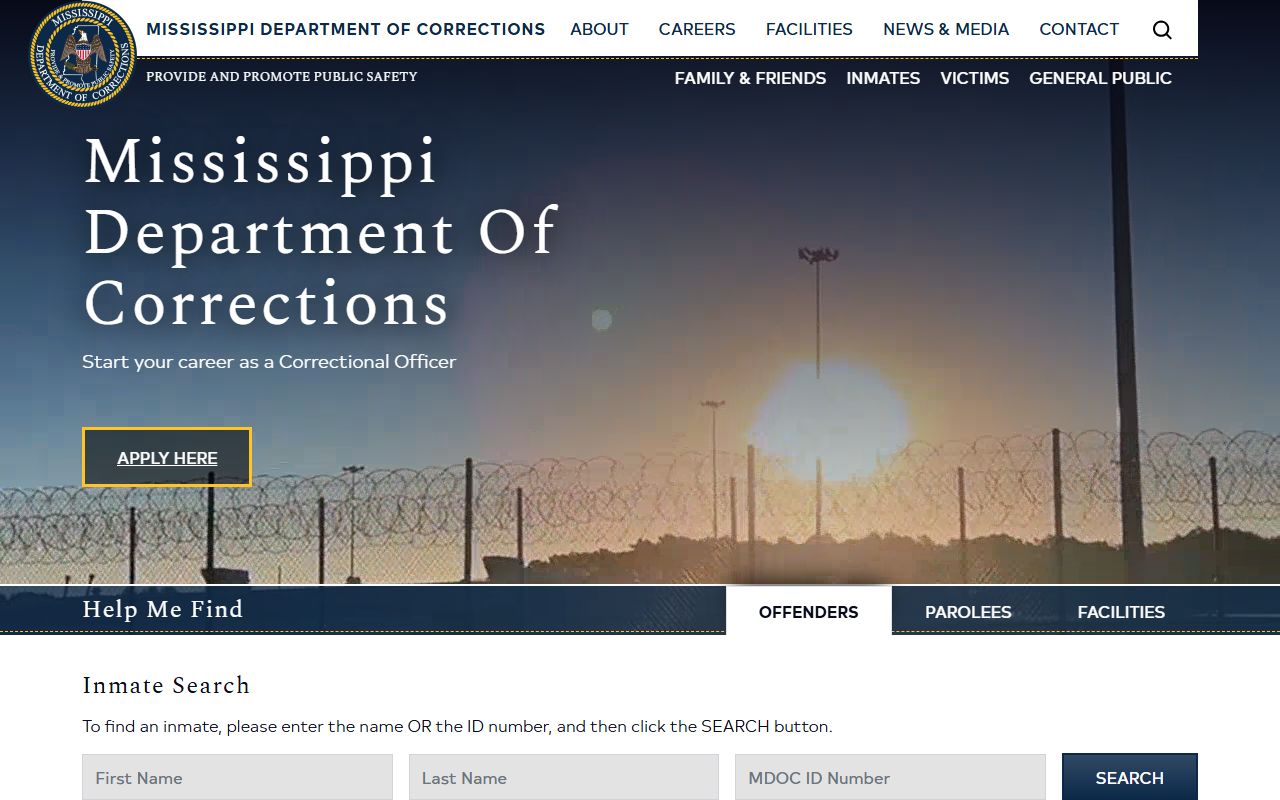 Mississippi MDOC inmate search fields for Warren County sentenced prisoners
